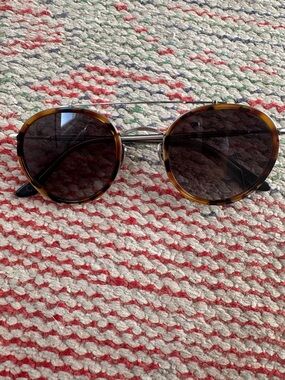 KREWE Poydras Tortoiseshell Round Sunglasses with Dark Brown Lenses
